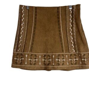 Abercrombie & Fitch Women’s Size 8 Brown Mini Skirt Embroidered Faux Suede Fall